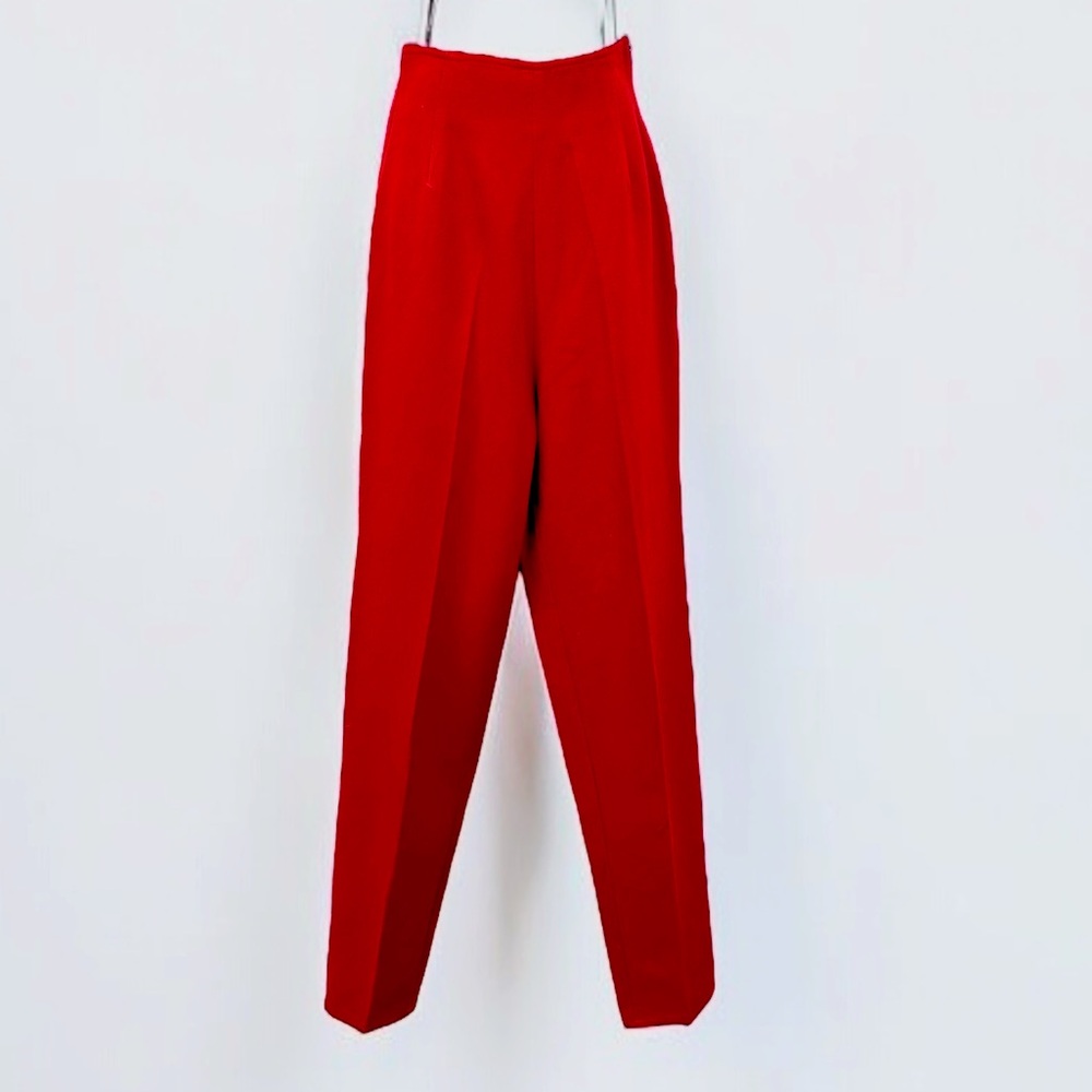 Jean Paul Gaultier Jr. 1990”s Red Wool Barrel Leg Pants Sz XXS/XS